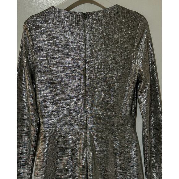 Lauren Ralph Lauren Metallic Knit Faux Wrap Ruffle Dress Size 6 NWT Cocktail - Picture 12 of 15